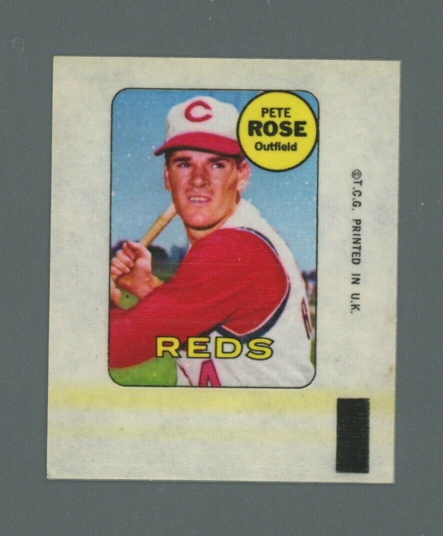 1969 Topps Decal Pete Rose Cincinnati Reds Baseball Card