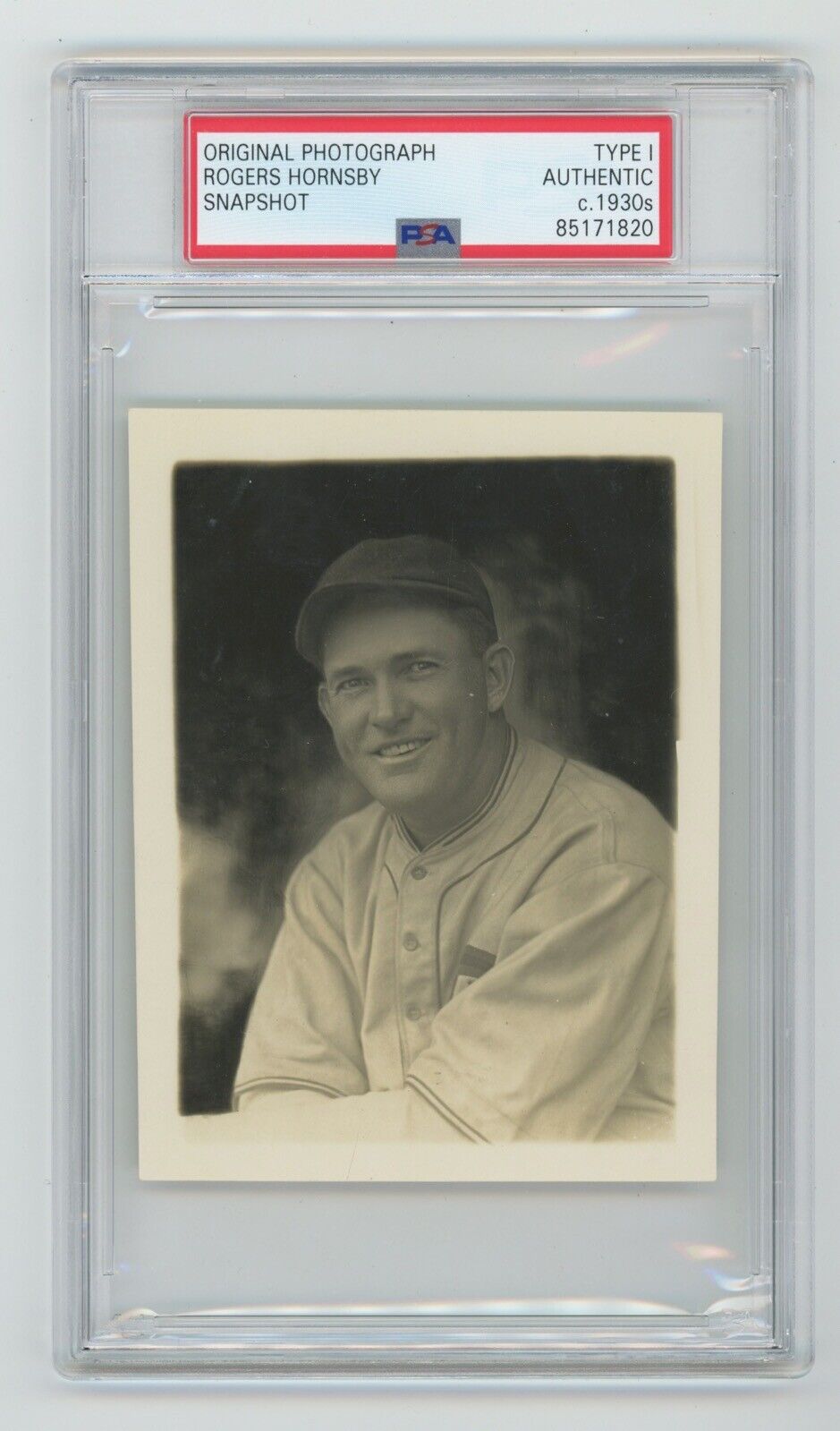 Rogers Hornsby PSA Slabbed Type 1 Snapshot Photo Portrait • Hall of Famer