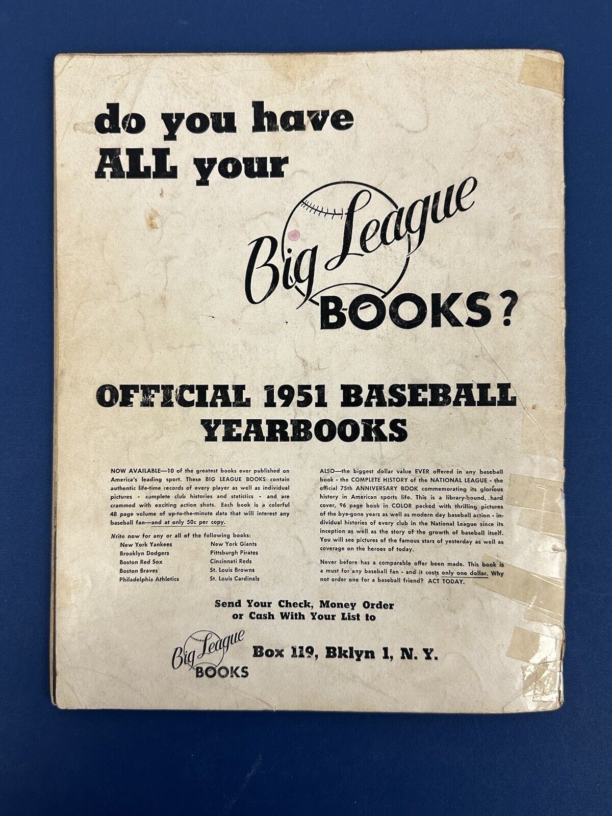 1951 New York Yankees Official Baseball Yearbook w/ Mickey Mantle