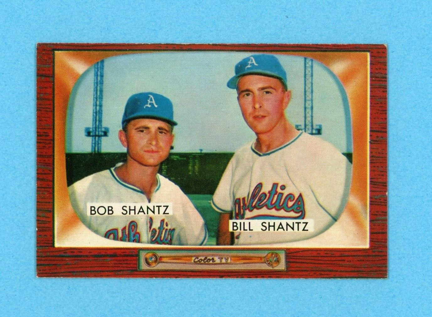 1955 Bowman #139 Bob Shantz, Bill Shantz KC Athletics Baseball Card E/M - NM