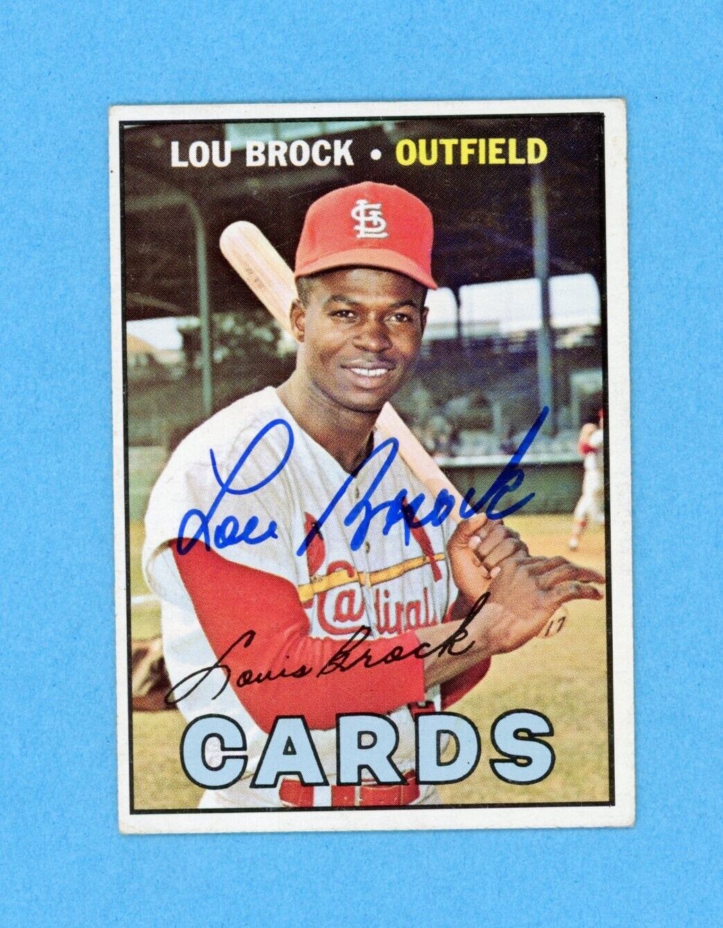 Lou Brock Signed 1967 Topps Card #285 Auto with B&E Hologram