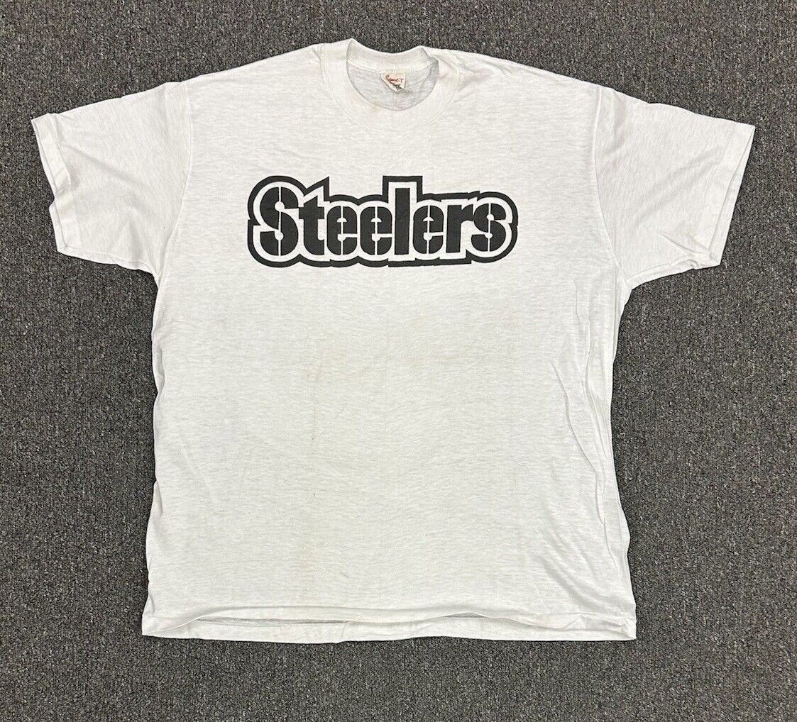 circa 1980’s Pittsburgh Steelers Practice Worn Cotton Logo T-Shirt - size XL