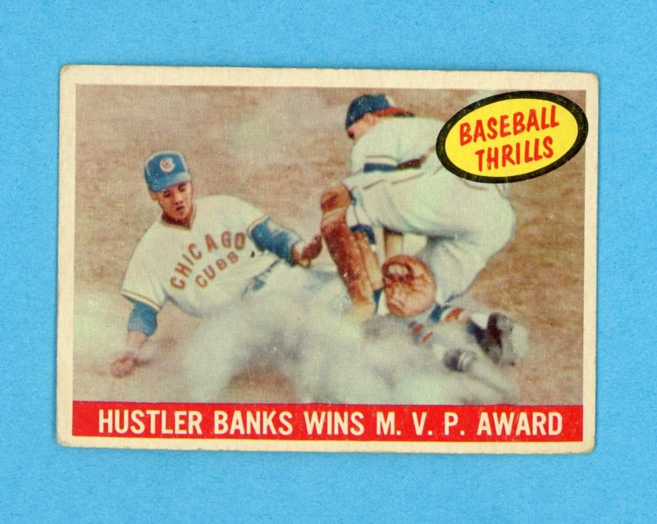 1959 Topps #469 Baseball Thrills Ernie Banks Cubs Baseball Card Low Grade