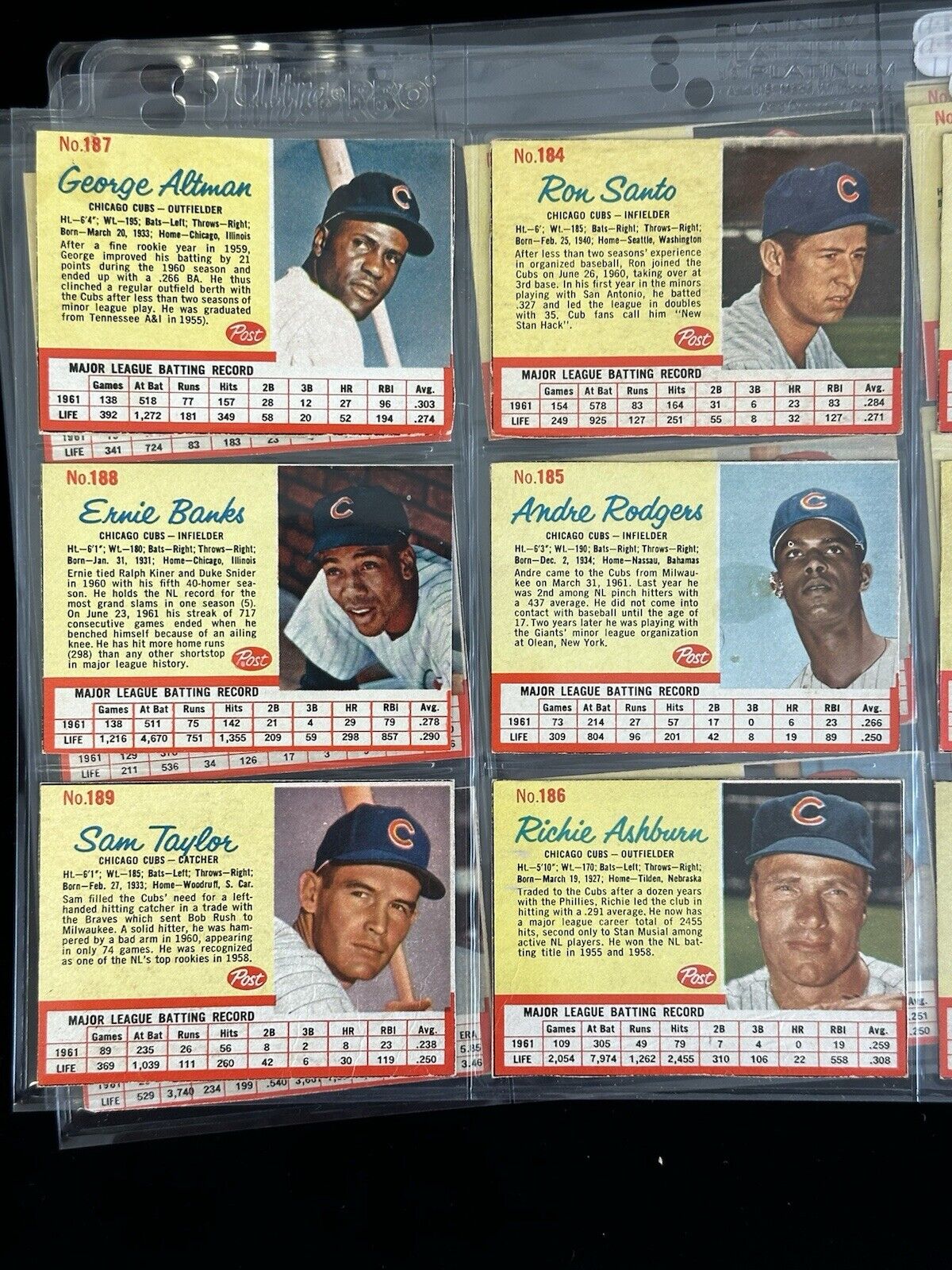 1962 Post Cereal Baseball Complete Set of 200 w/ Mantle Clemente Mays Banks