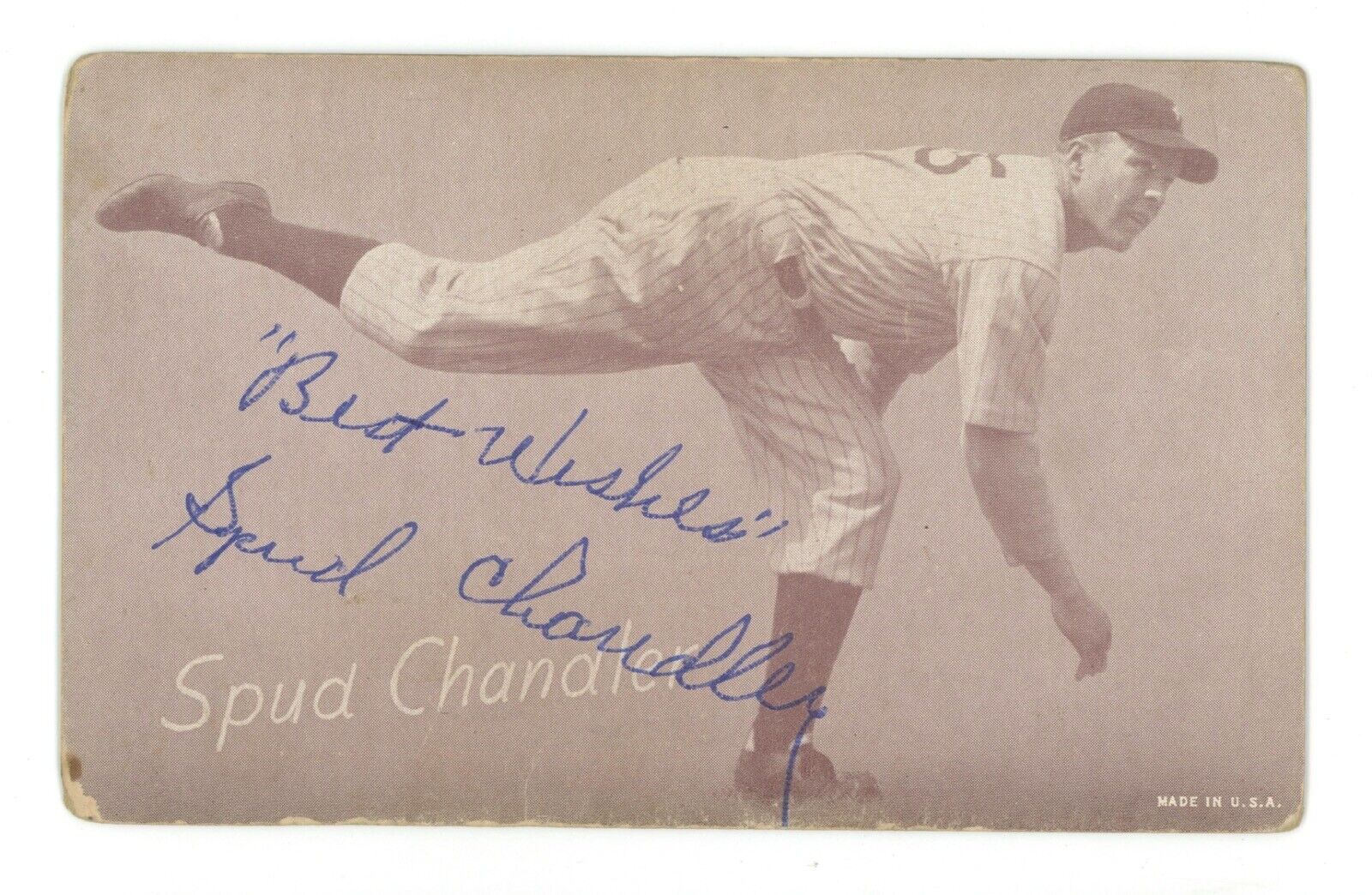 Spud Chandler Signed Exhibit Card Auto w B&E Hologram