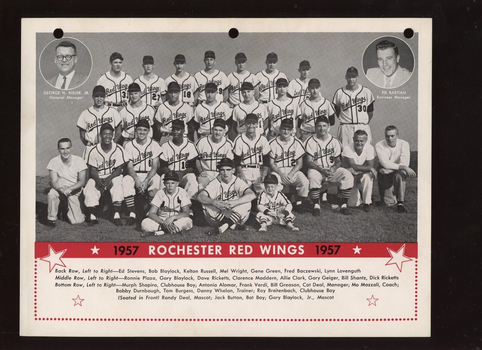 1957 Rochester Red Wings International League Baseball Team Photo EX+