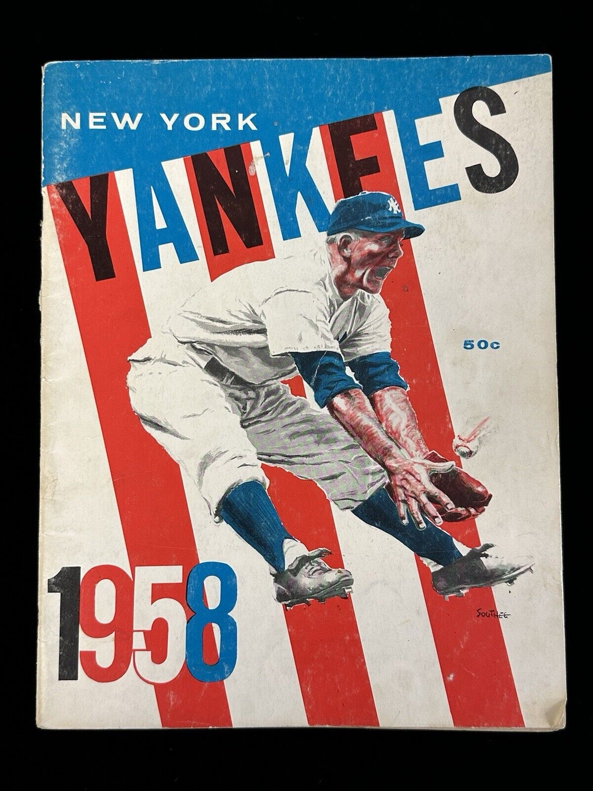 1958 Jay Publishing New York Yankees Baseball Yearbook w/ Mantle Berra Larsen