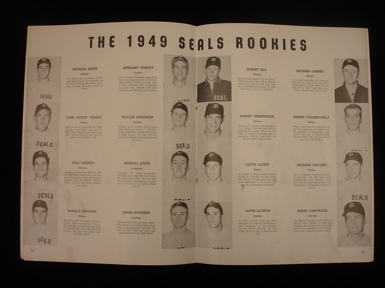 1949 San Francisco Seals PCL Baseball Yearbook