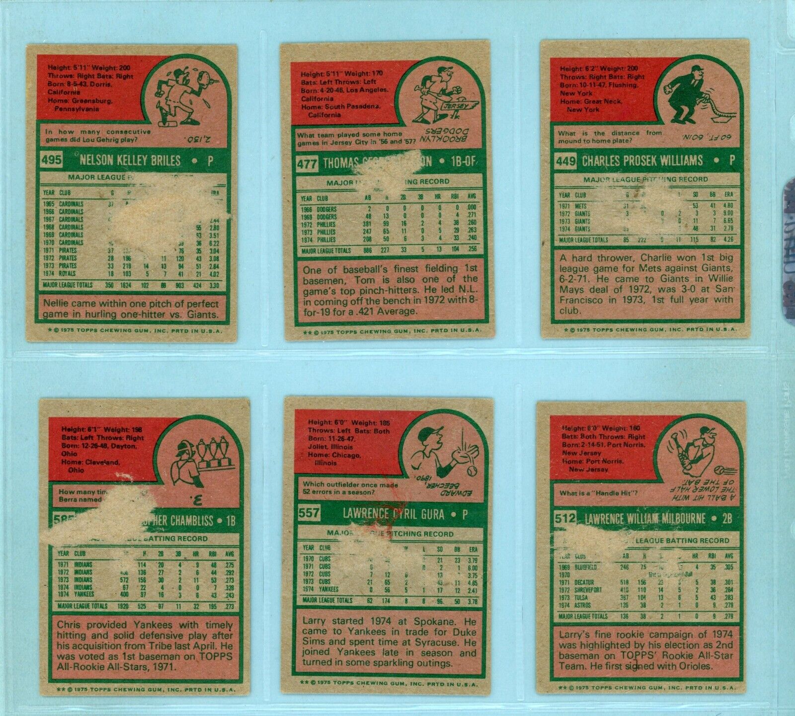 1975 Topps Mini Starter Set Lot of 33 Different Baseball Cards mxed gdes/dged bk