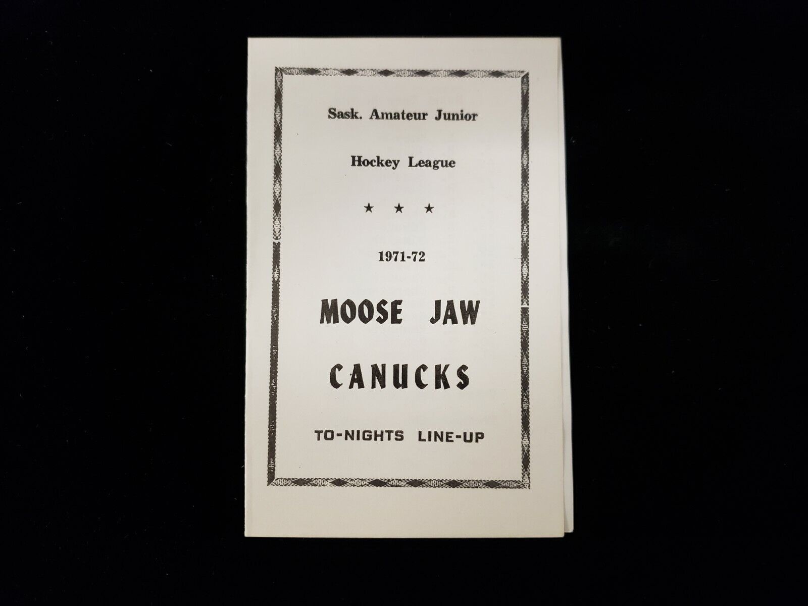 1971-72 Moose Jaw Canucks Roster Booklet - Amateur Hockey League Team