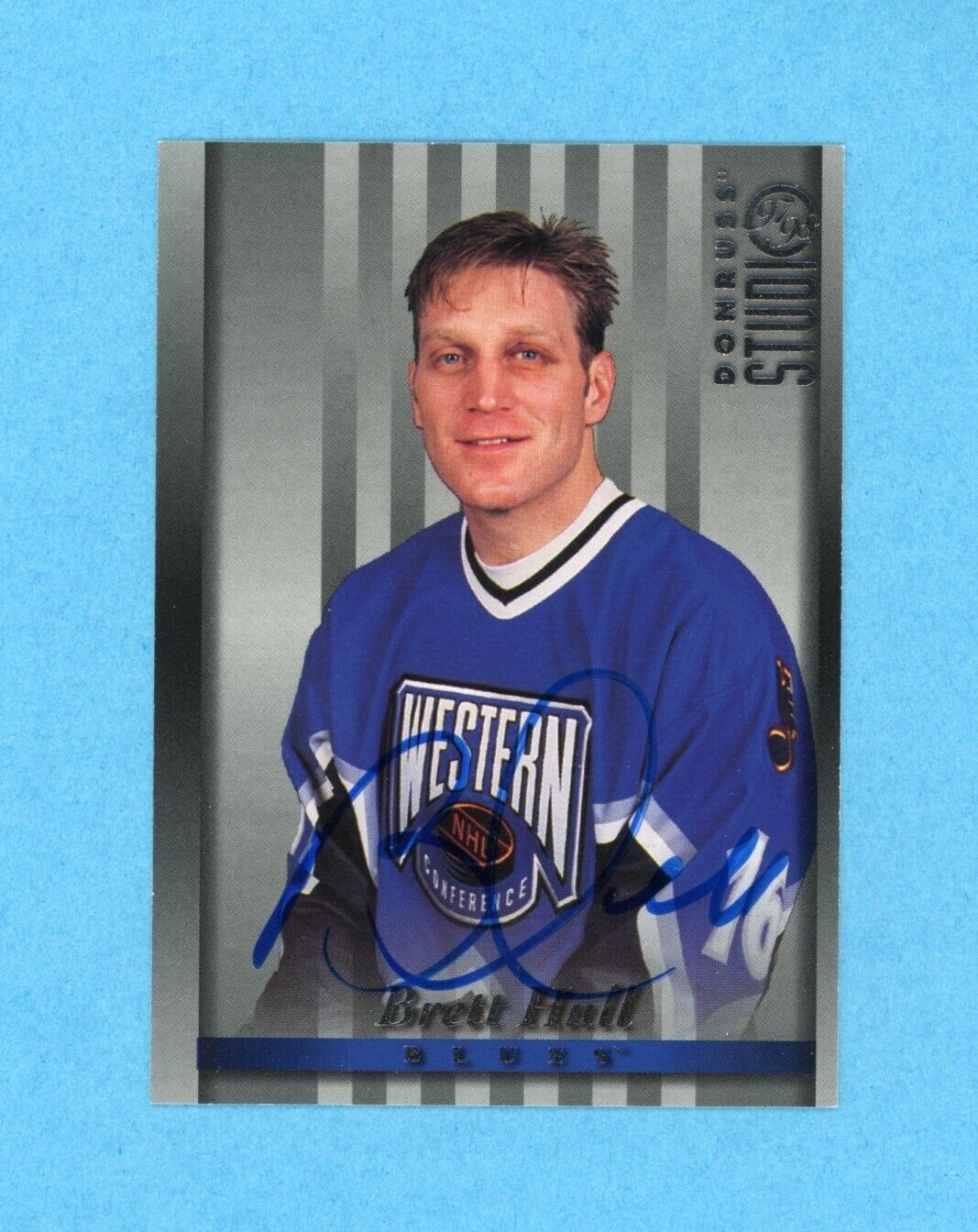 Brett Hull Signed 1997 Donruss Studio Card #11 • Auto w B&E Hologram