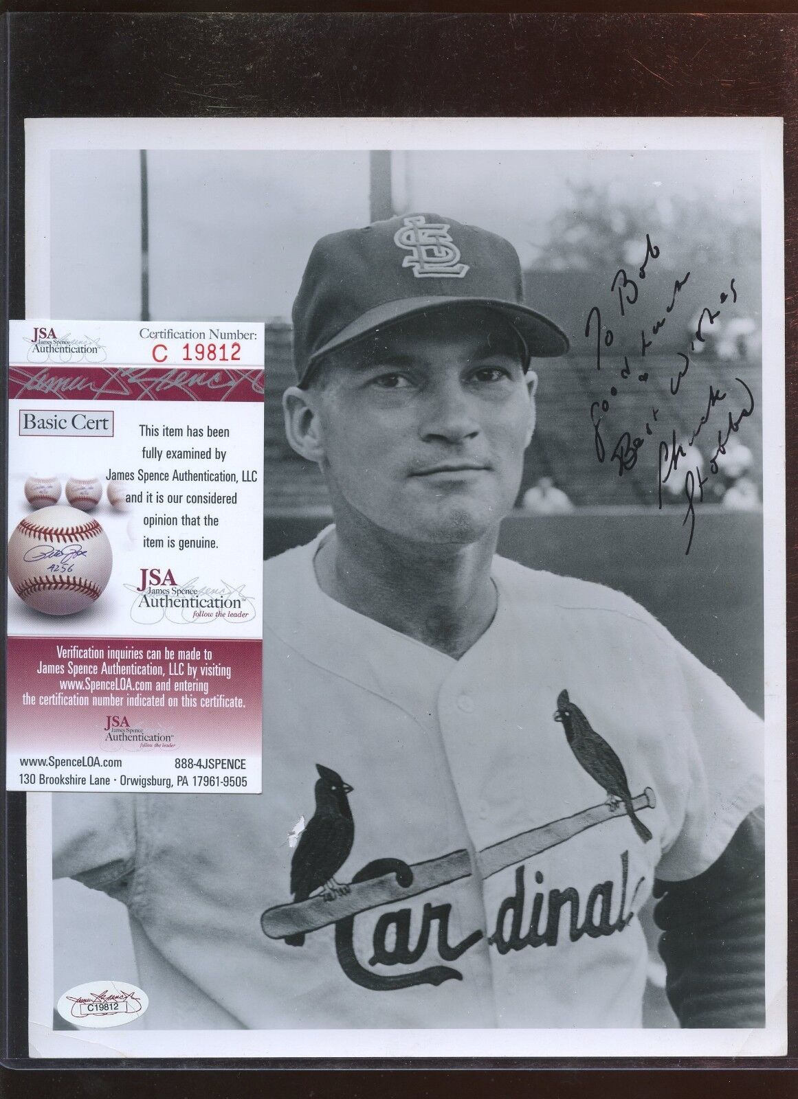 Chuck Stobbs St. Louis Cardinals Autographed 8 X 10 Photo JSA Cert