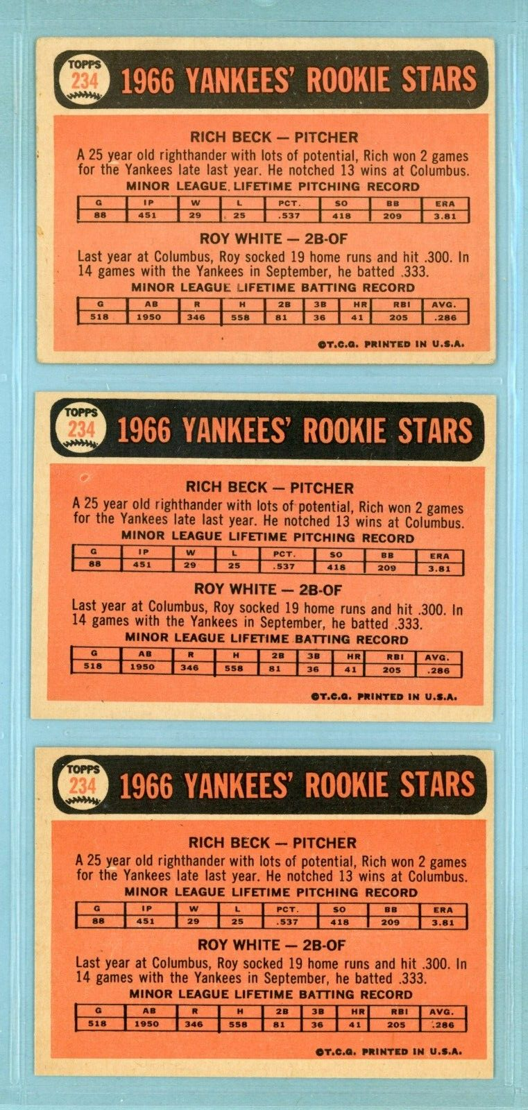 1966 Topps Lot of 12 #234 Roy White NY Yankees Rookie Baseball Cards LG - NM