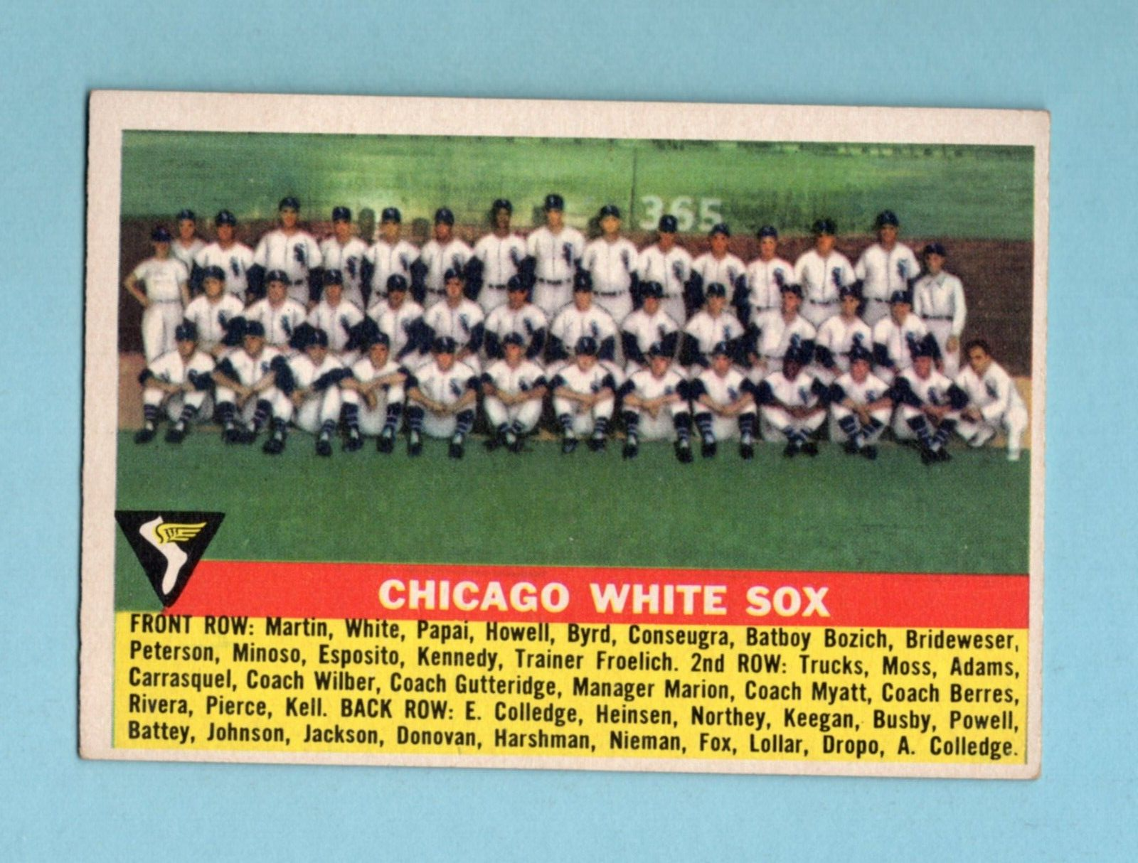 1956 Topps #188 Chicago White Sox Team Baseball Card Ex+ - Ex/Mt o/c