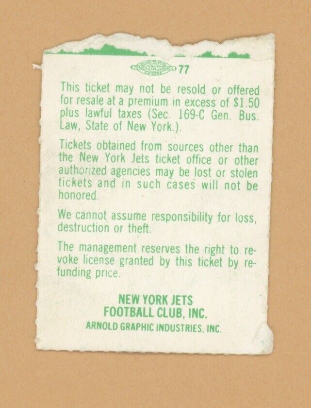 12/3/72 New Orleans Saints at New York Giants Ticket Stub