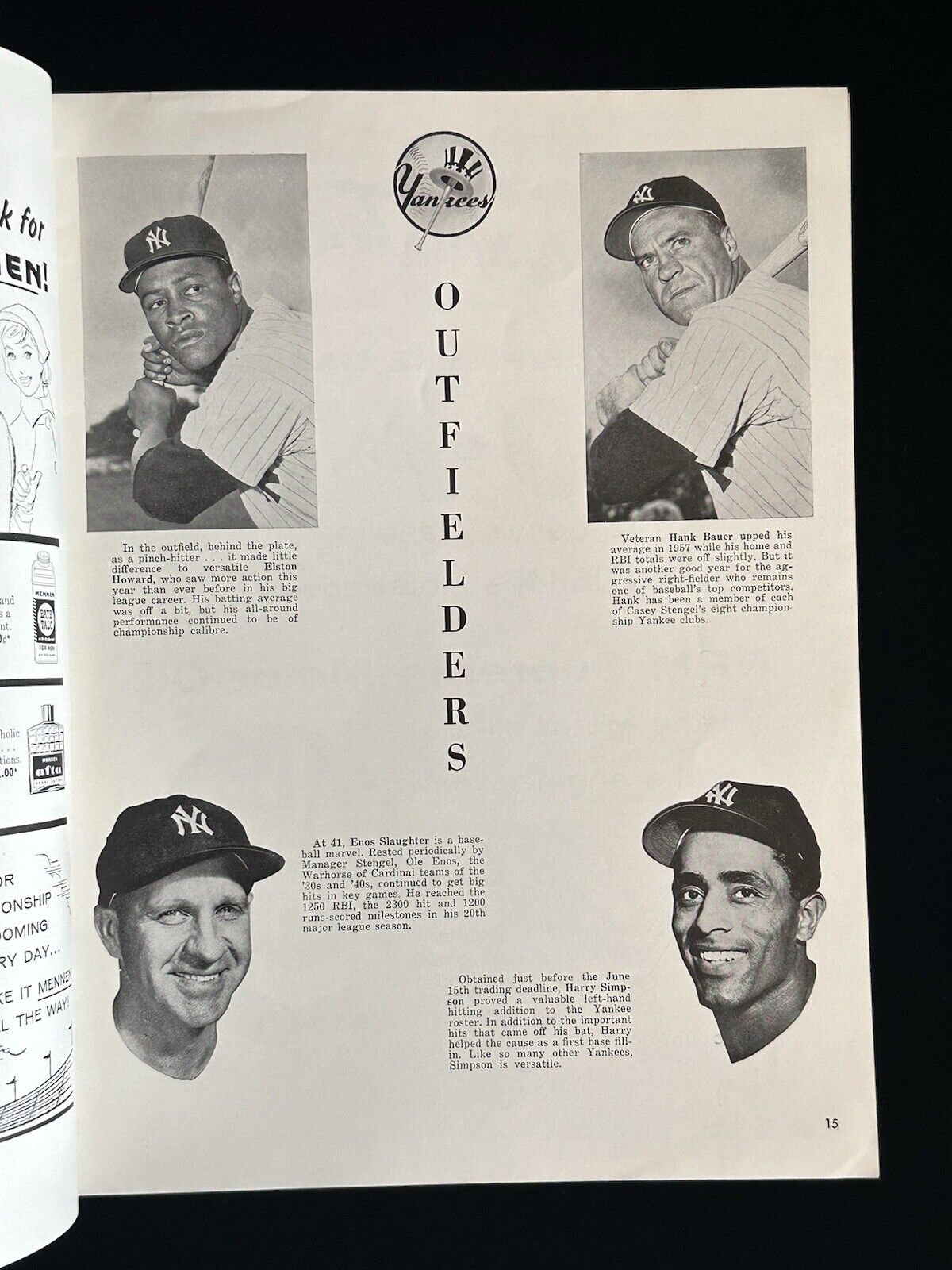 1957 New York Yankees World Series Program vs Milwaukee Braves - Unscored - EX