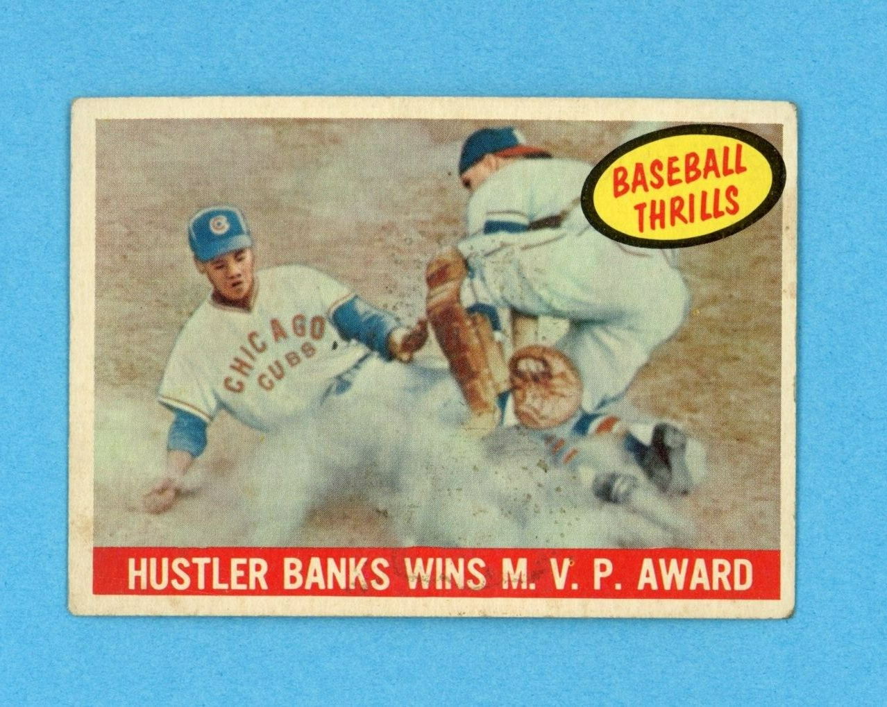 1959 Topps #469 Baseball Thrills Ernie Banks Chicago Cubs Baseball Card Vg/Ex