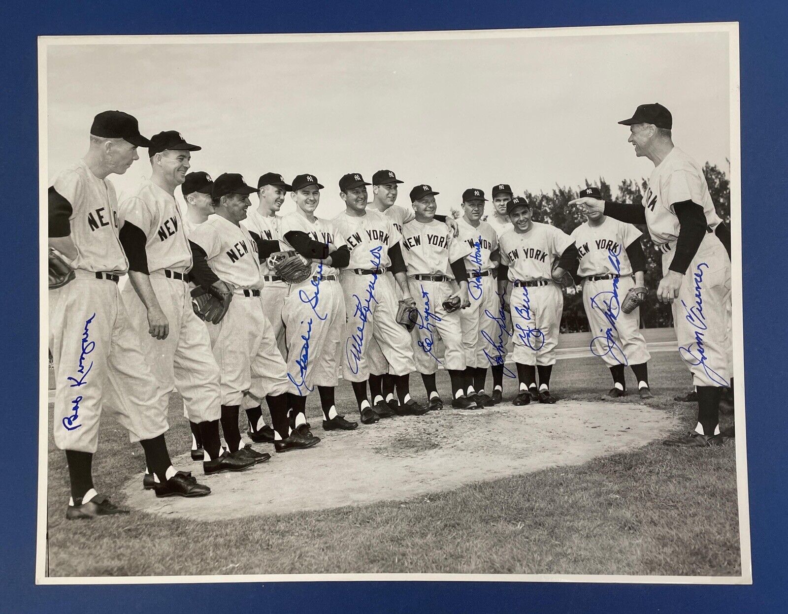 Yankees Signed 11x14 Photo 9 Signatures Berra, Lopat, Houk, Auto w B&E Hologram