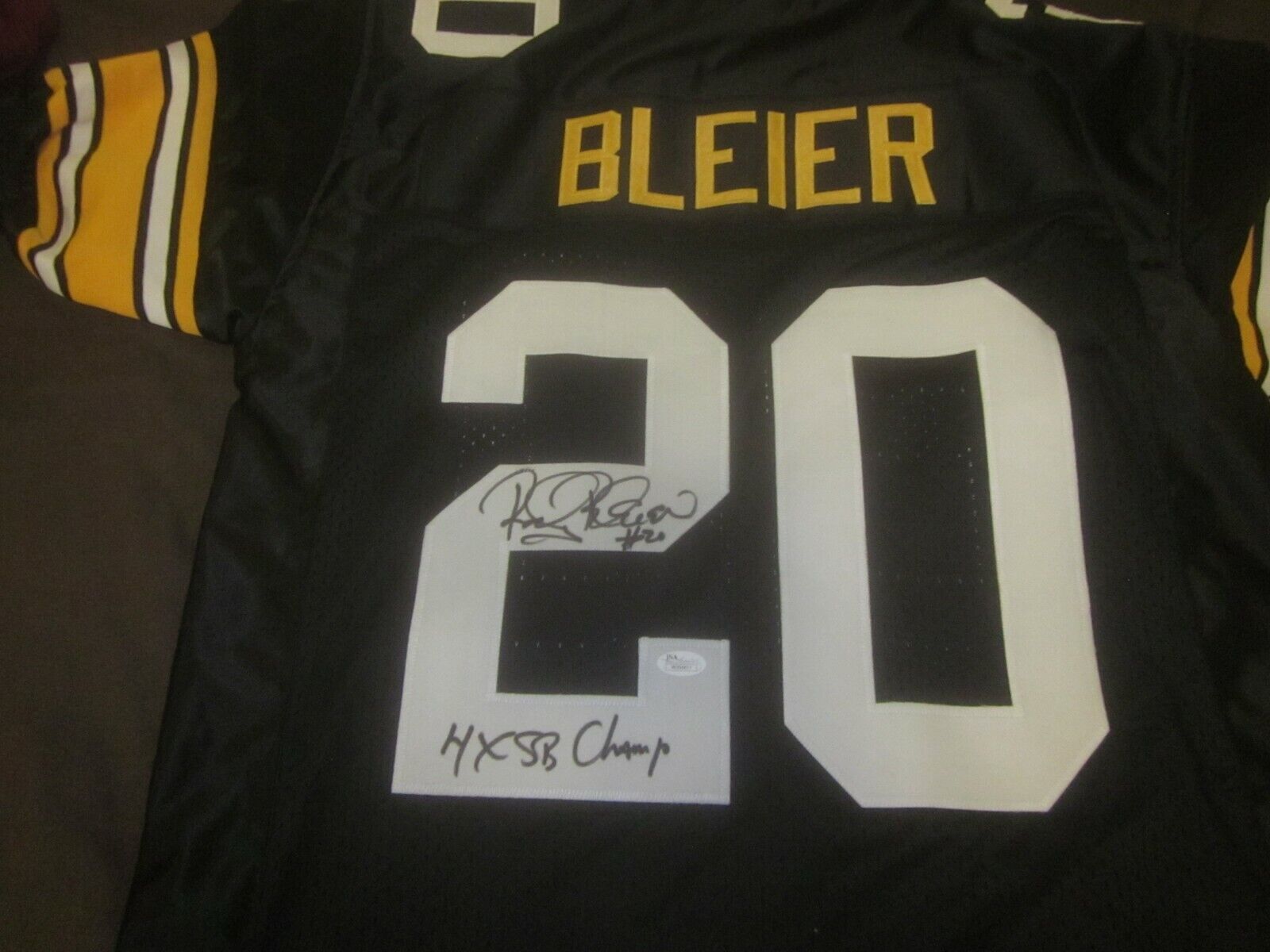 Rocky Bleier #20 Pittsburgh Steelers Model Jersey Autographed JSA Sticker Only