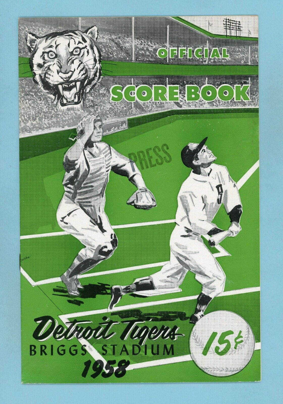 1958 Boston Red Sox vs Detroit Tigers Scorebook Program at Briggs Stad Unscored