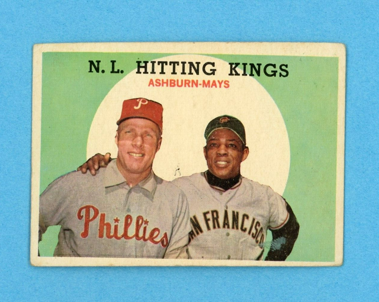 1959 Topps #317 N. L. Hitting Kings Ashburn - Mays Baseball Card VG sta