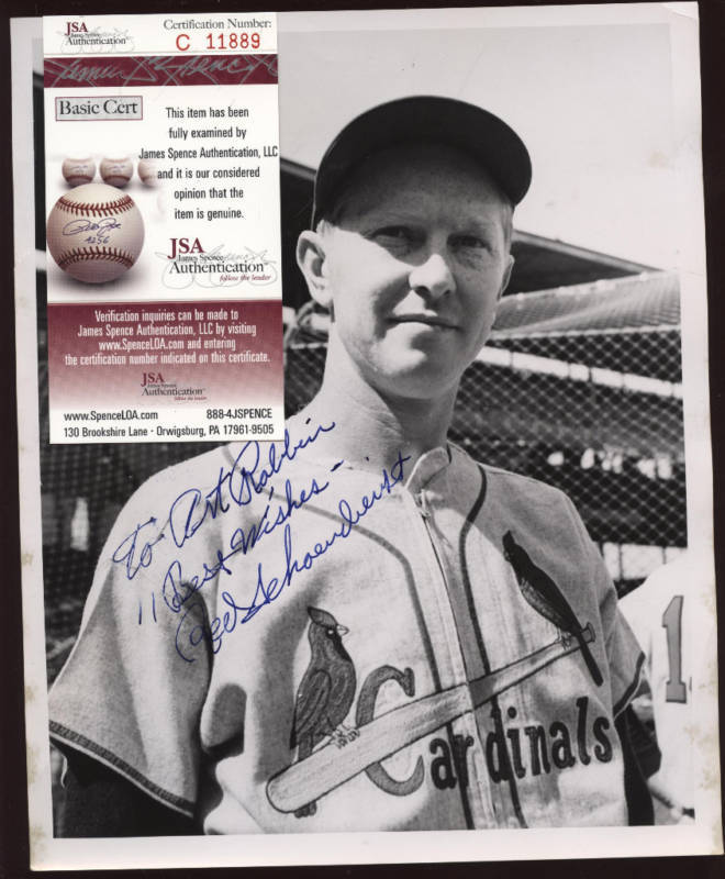 1950's Red Schoendienst Art Robbins Photo Autograph JSA