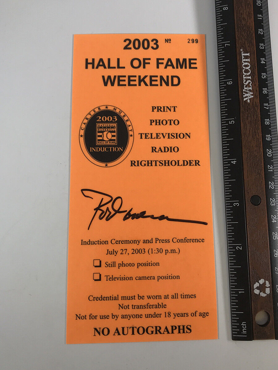 Rod Carew 2003 Hall of Fame Induction Signed Press Pass with B&E Hologram