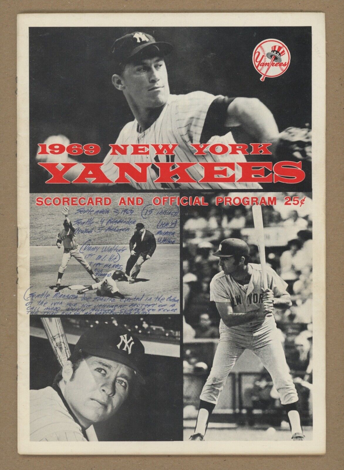 9/2/69 Seattle Pilots (1st & only year) vs NY Yankees Program at Yankee Stadium