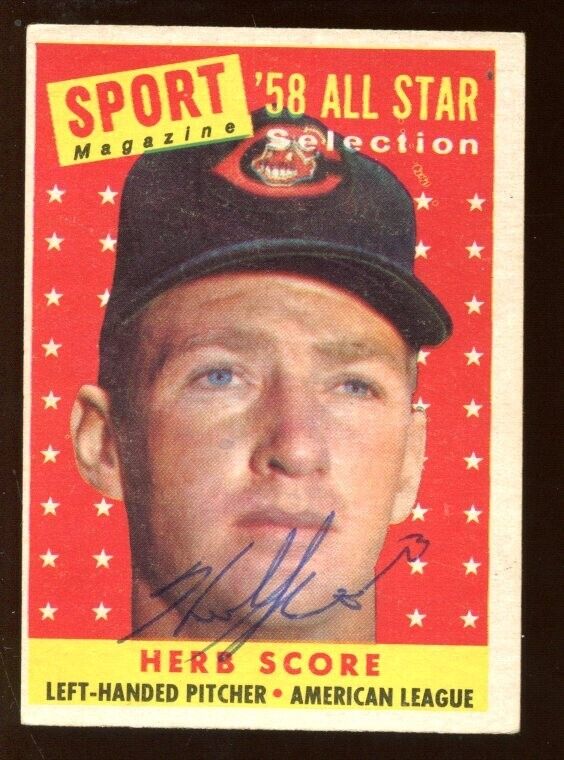 1958 Topps Baseball Card #495 Herb Score All Star Autographed EXMT