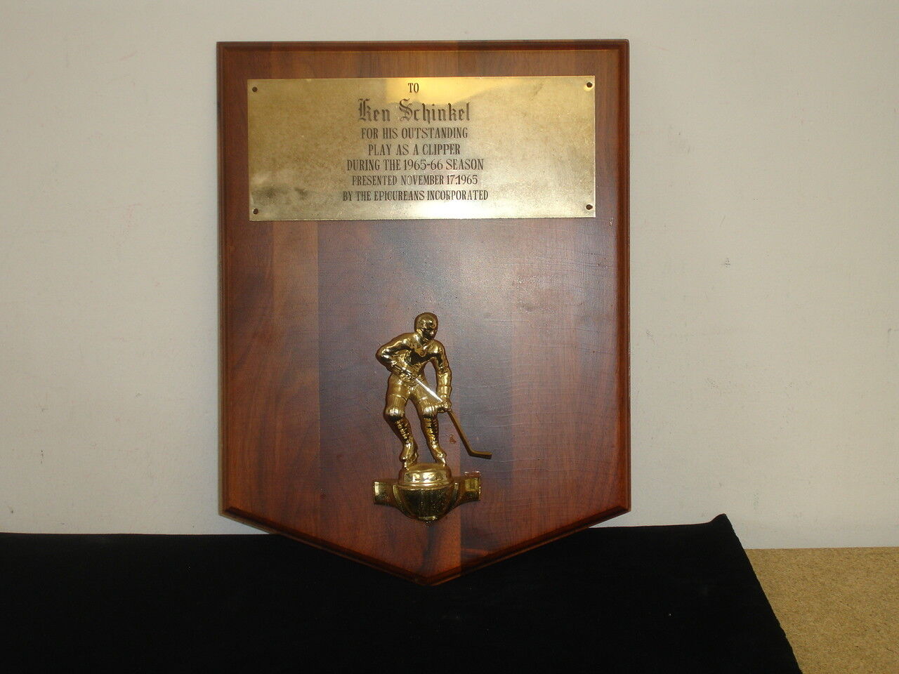 1965 Baltimore Clippers AHL Outstanding Player Award Presented to Ken Schinkel