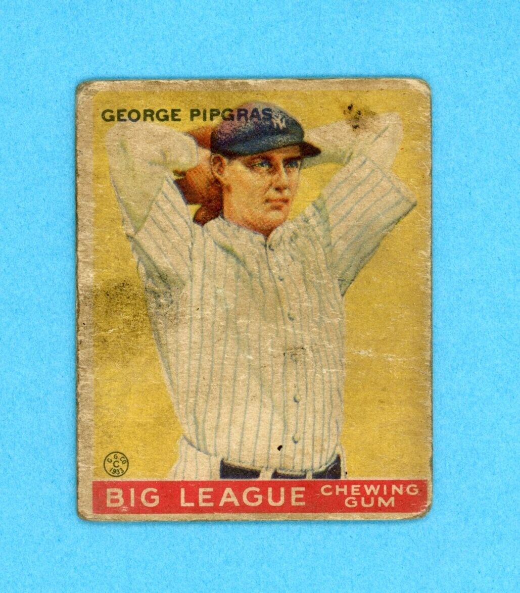 1933 Goudey #12 George Pipgras New York Yankees Rookie Baseball Card Low Grade