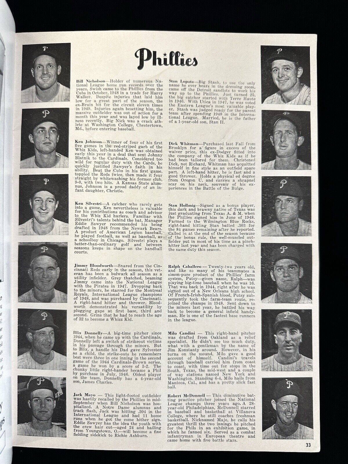 1950 NY Yankees World Series Program vs Philadelphia Phillies - VG unscored