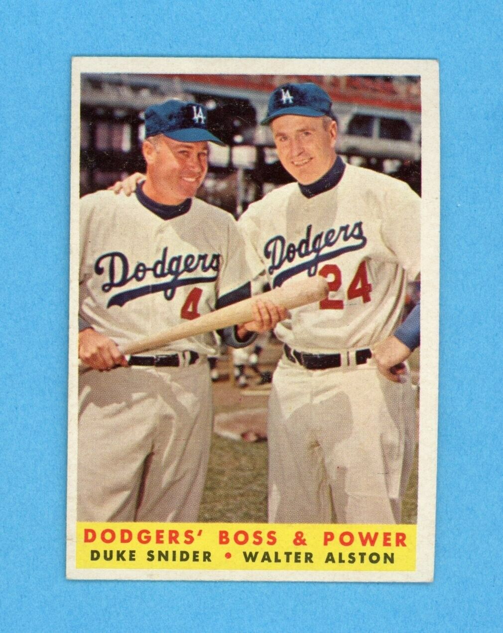 1958 Topps #314 Dodgers Boss & Power Snider, Alston Baseball Card Ex+-E/M ap chp