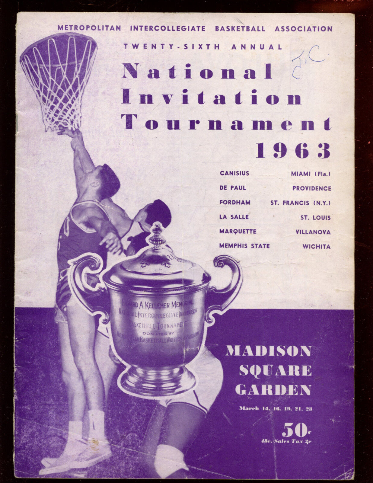 1963 NCAA NIT Final 4 Game Program Villanova Canisius Providence Marquette VG