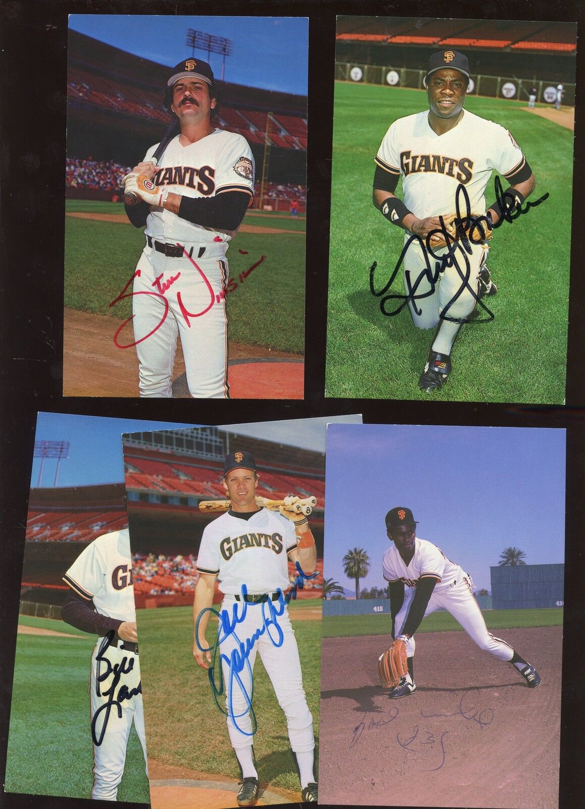 1980's San Francisco Giants Cola Baseball Postcards 5 Different Auto Hologram