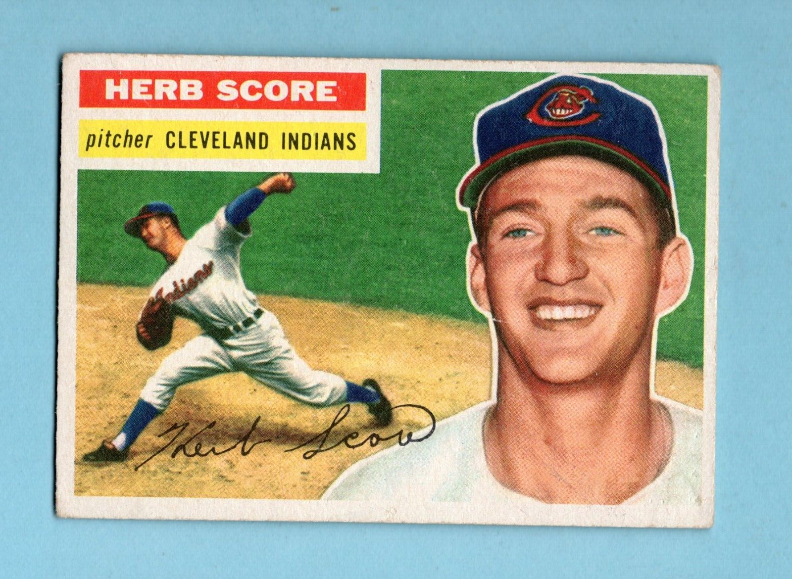 1956 Topps #140 Herb Score Cleveland Indians Rookie Baseball Card EX wrks on bk