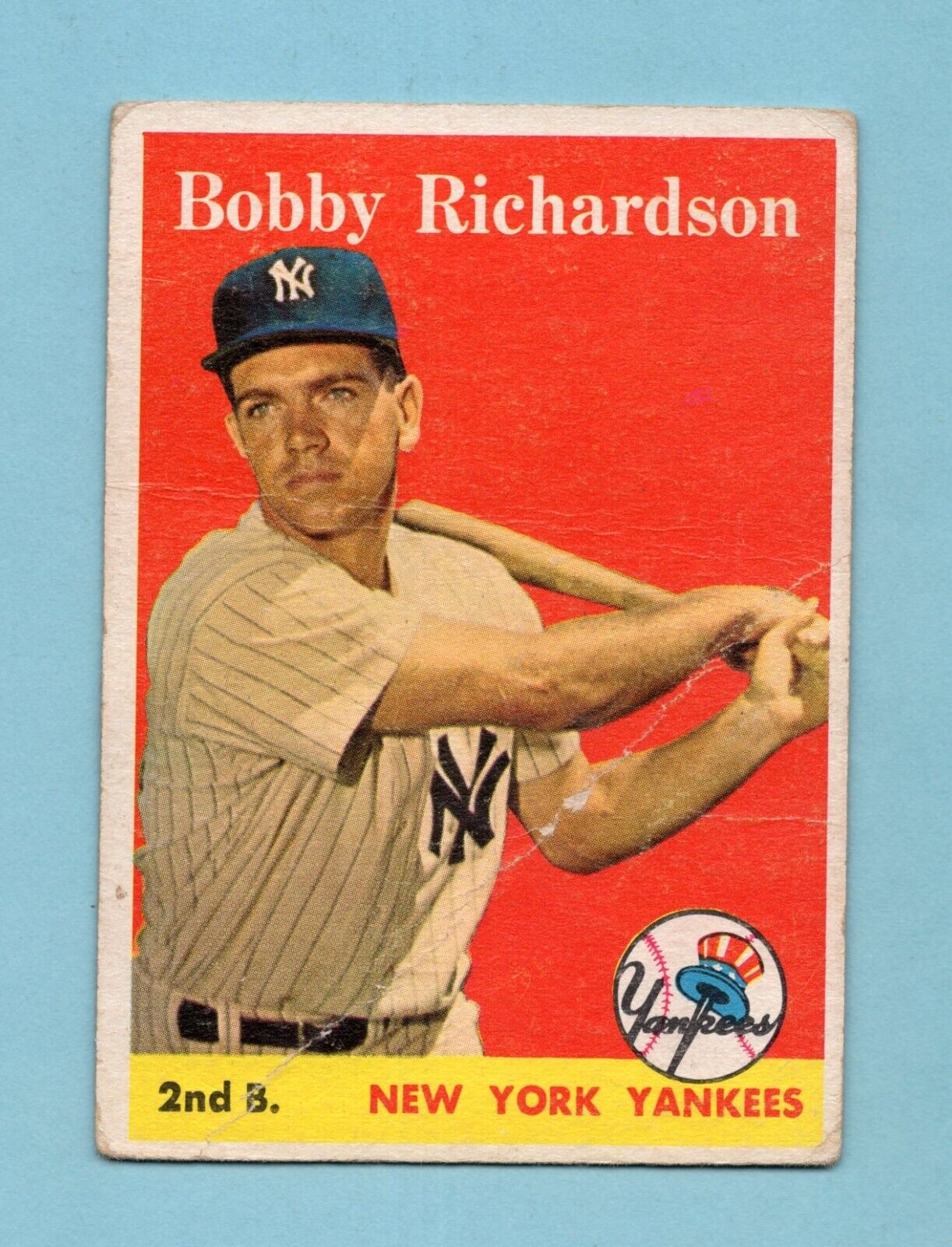 1958 Topps #101 Bobby Richardson New York Yankees Baseball Card Low Grade