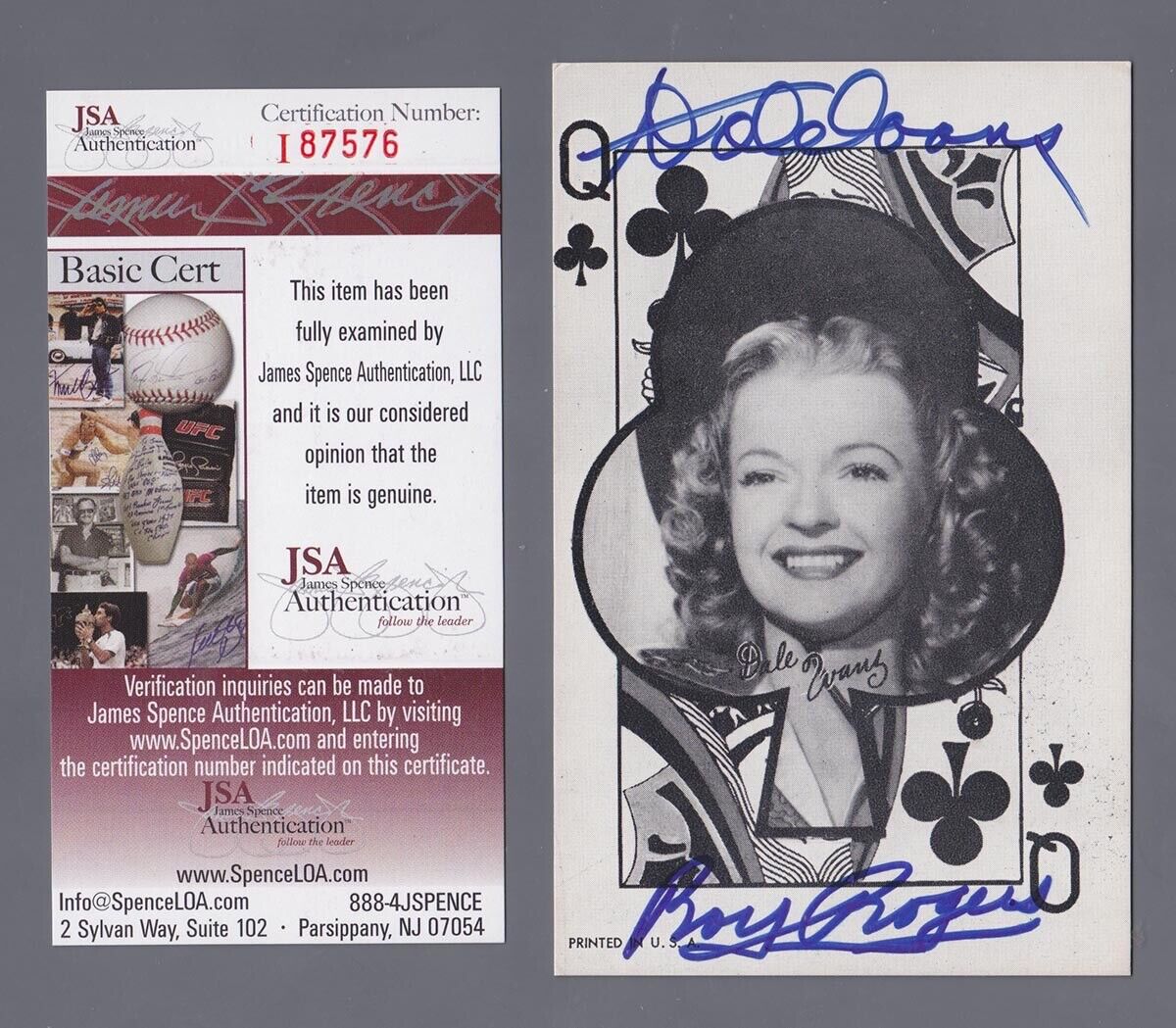 Roy Rogers & Dale Evans Signed Photo with JSA Certification