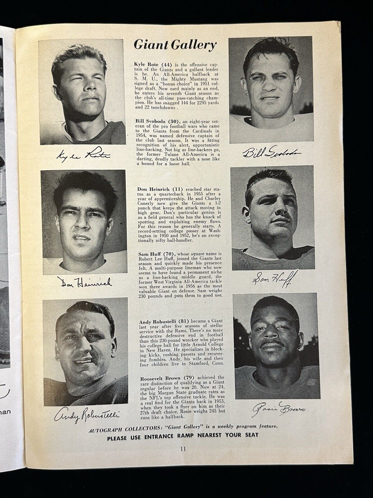 1957 NY Giants MULTI SIGNED NFL Program 27 sigs w/ Vince Lombardi & Tom Landry