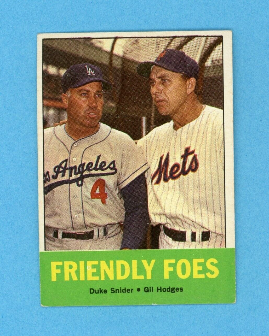 1963 Topps #68 Friendly Foes Duke Snider, Gil Hodges Baseball Card EX - EX+