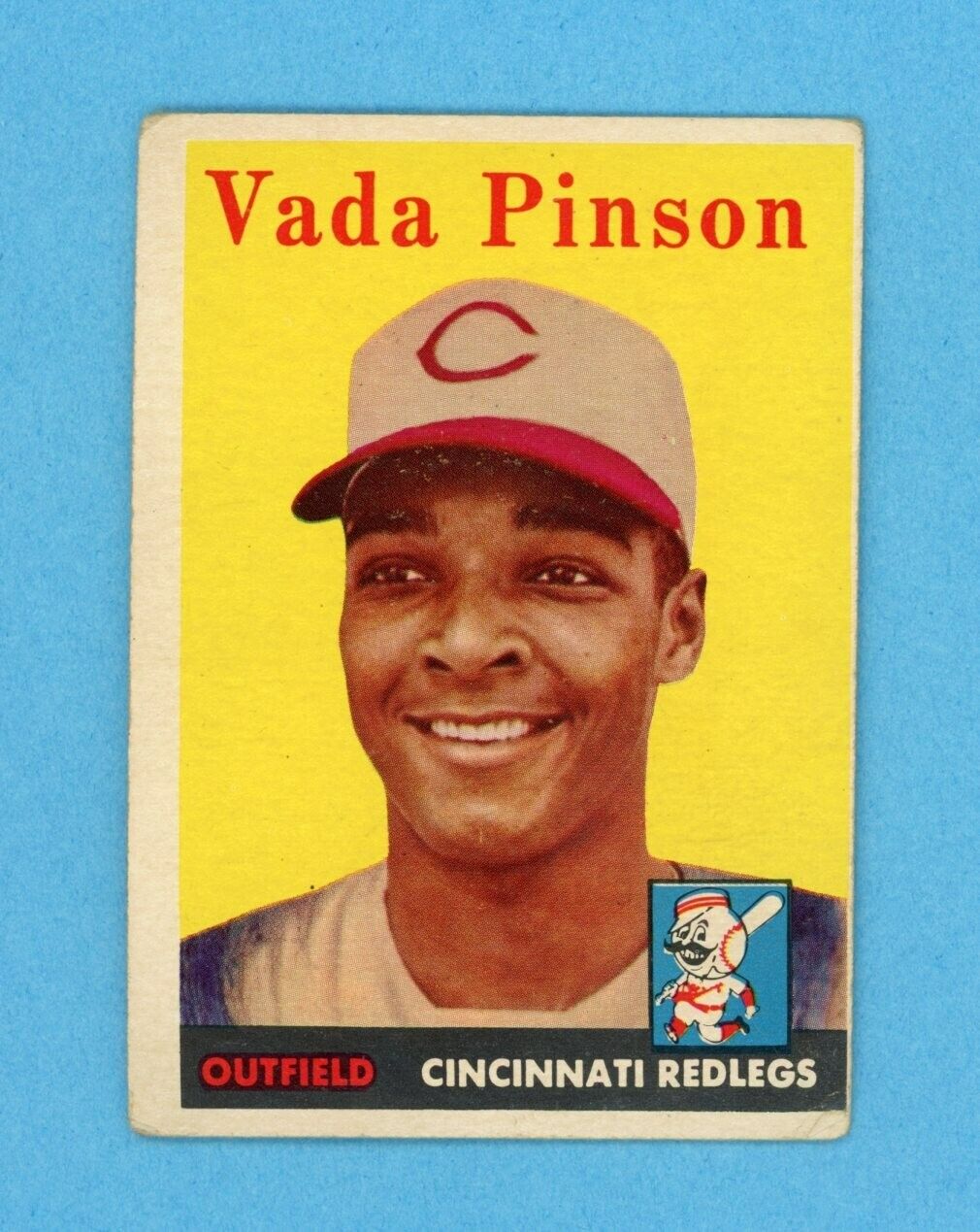 1958 Topps #420 Vada Pinson Cincinnati Redlegs Rookie Baseball Card Low Grade