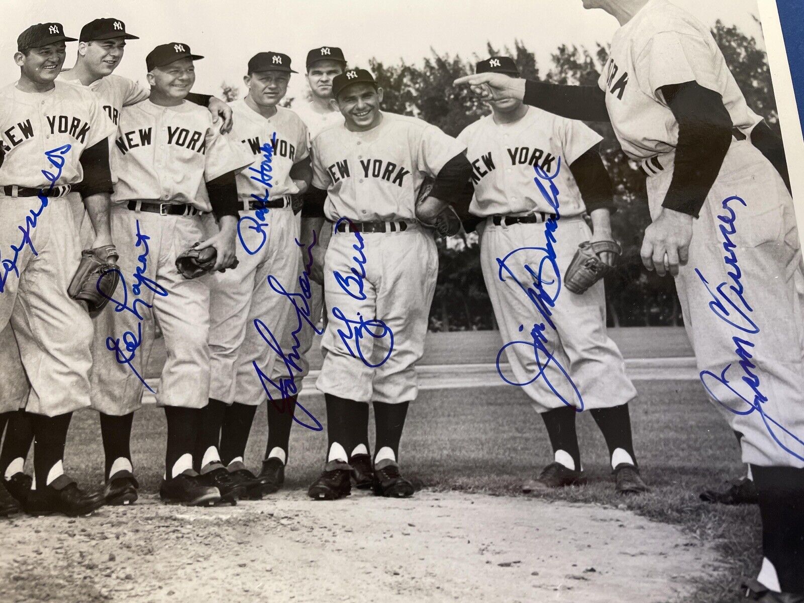 Yankees Signed 11x14 Photo 9 Signatures Berra, Lopat, Houk, Auto w B&E Hologram