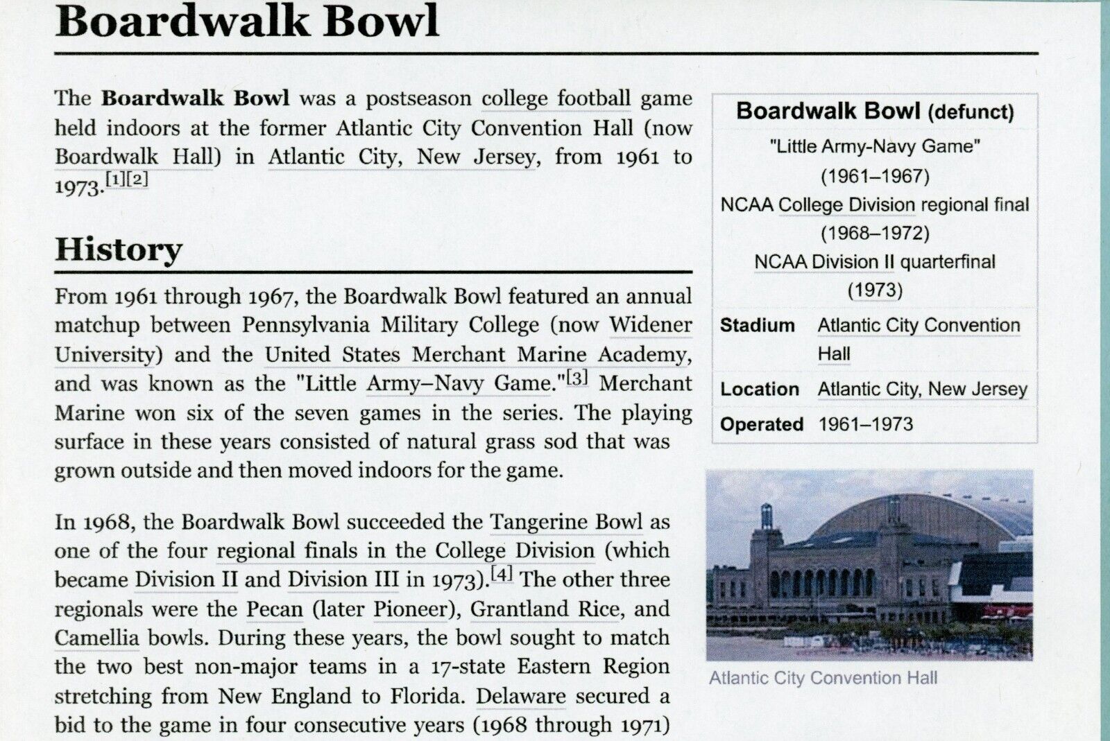 The Boardwalk Bowl December 14, 1968 Indiana PA. vs Delaware Football Program