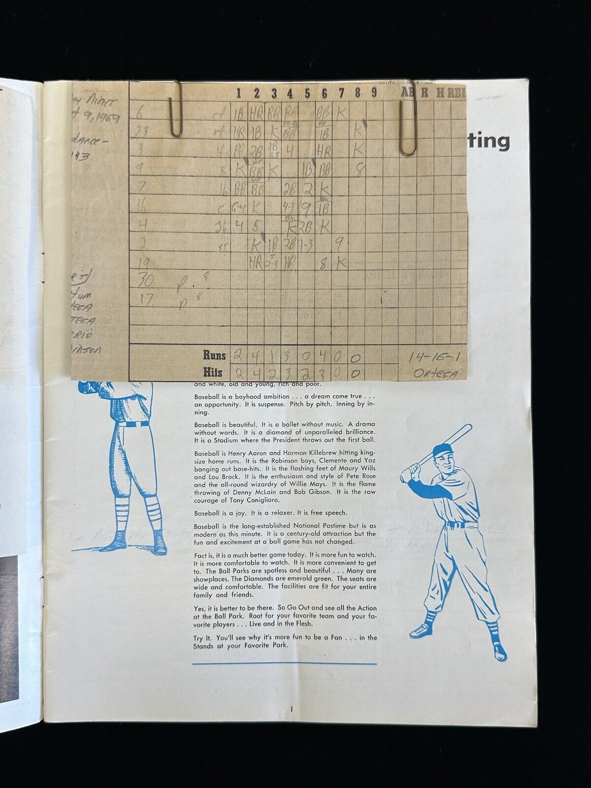 Aug 8 1969 Hawaii Islanders Minor League Baseball Program vs Spokane - scored