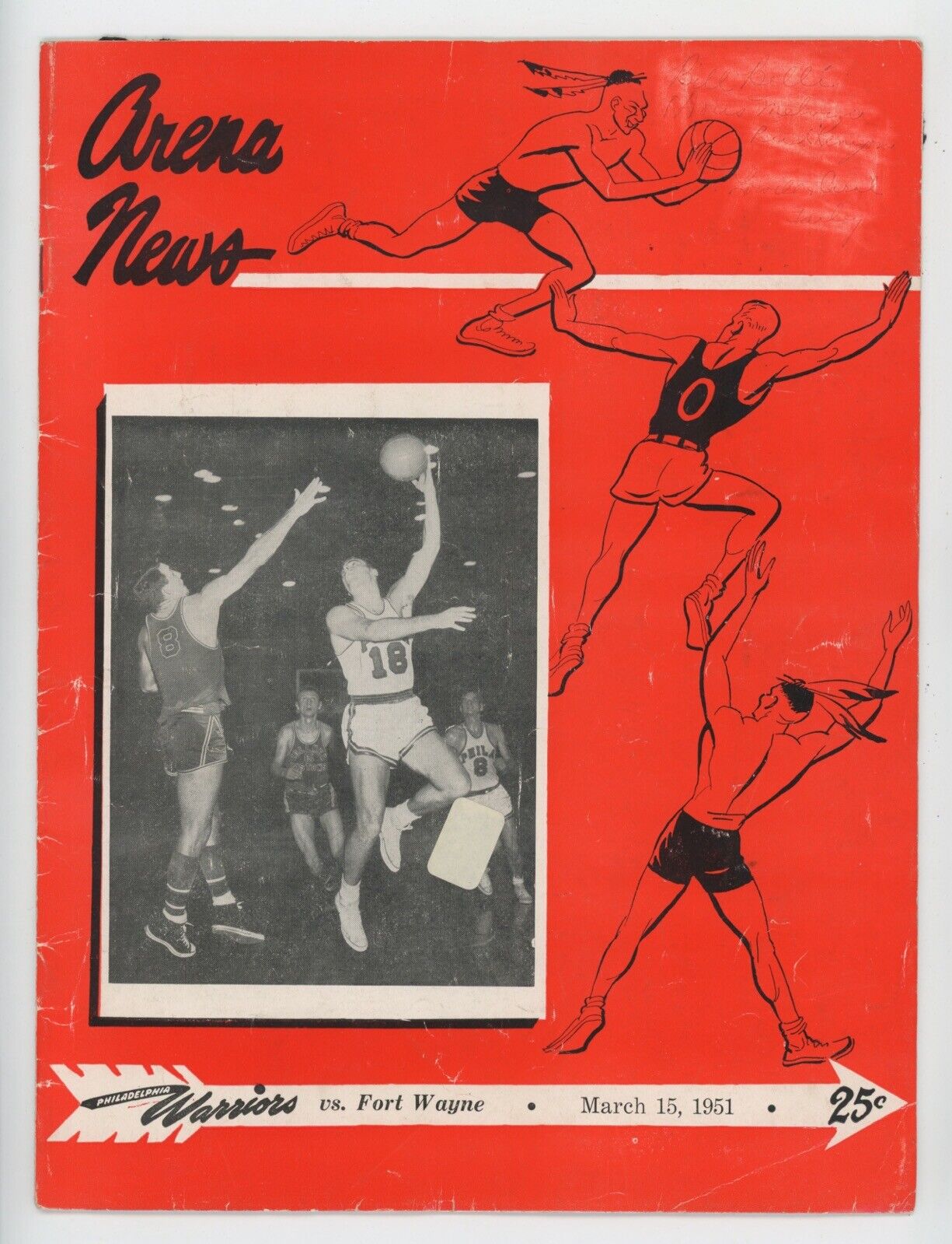 3/15/51 Philadelphia Warriors vs Fort Wayne Pistons Game Program