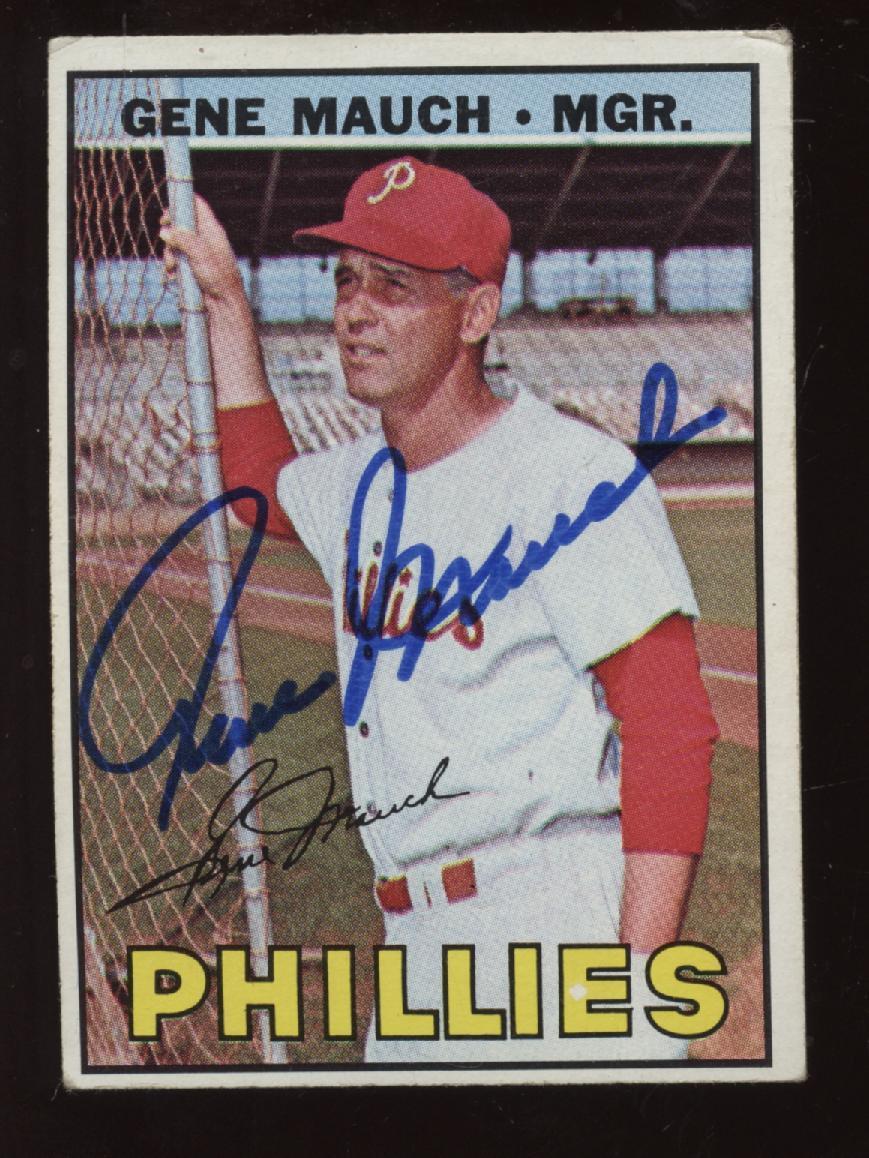 1967 Topps Baseball Card #248 Gene Mauch Autographed EX+