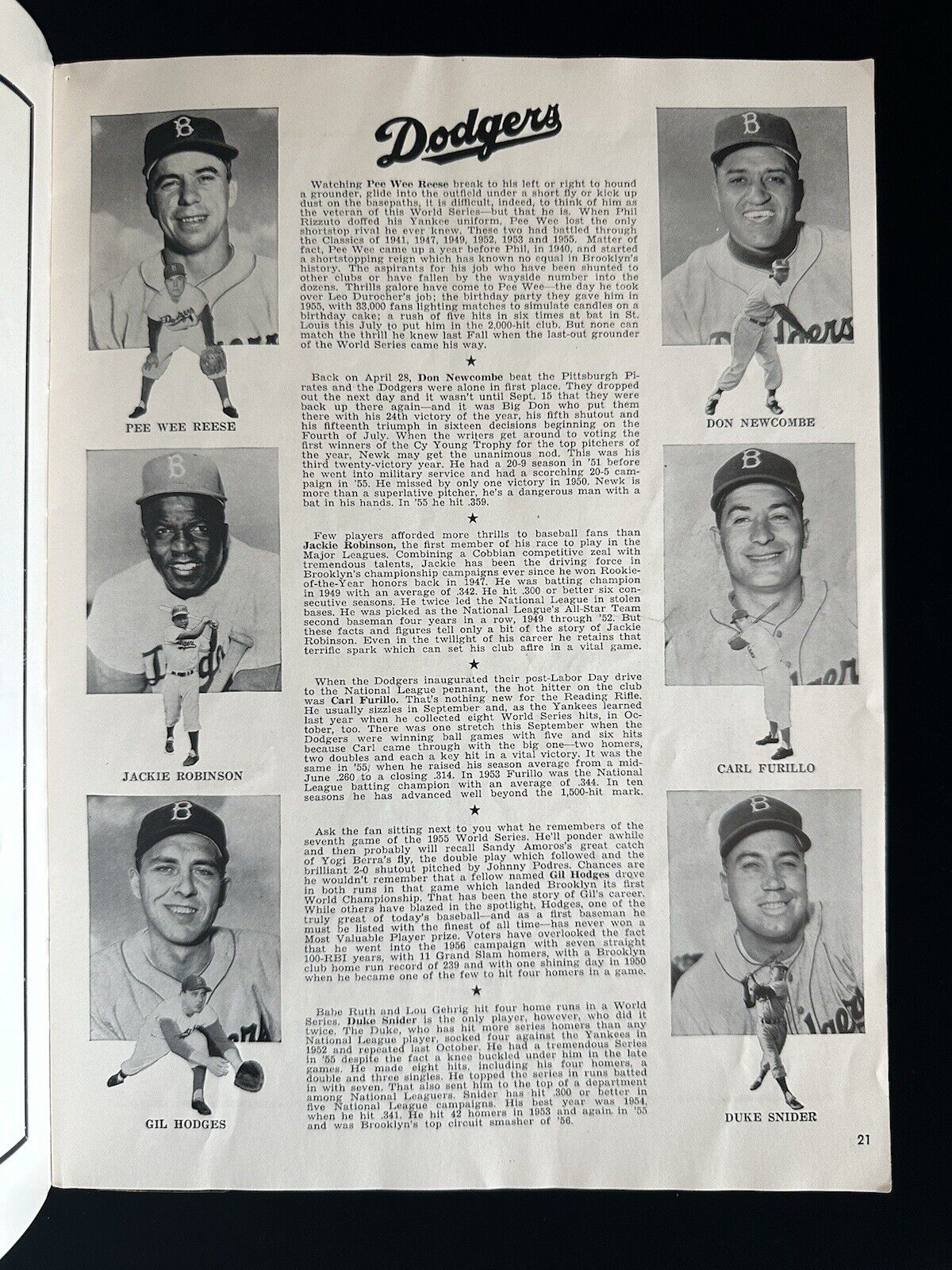 1956 New York Yankees World Series Program vs Brooklyn Dodgers - scored Game 3