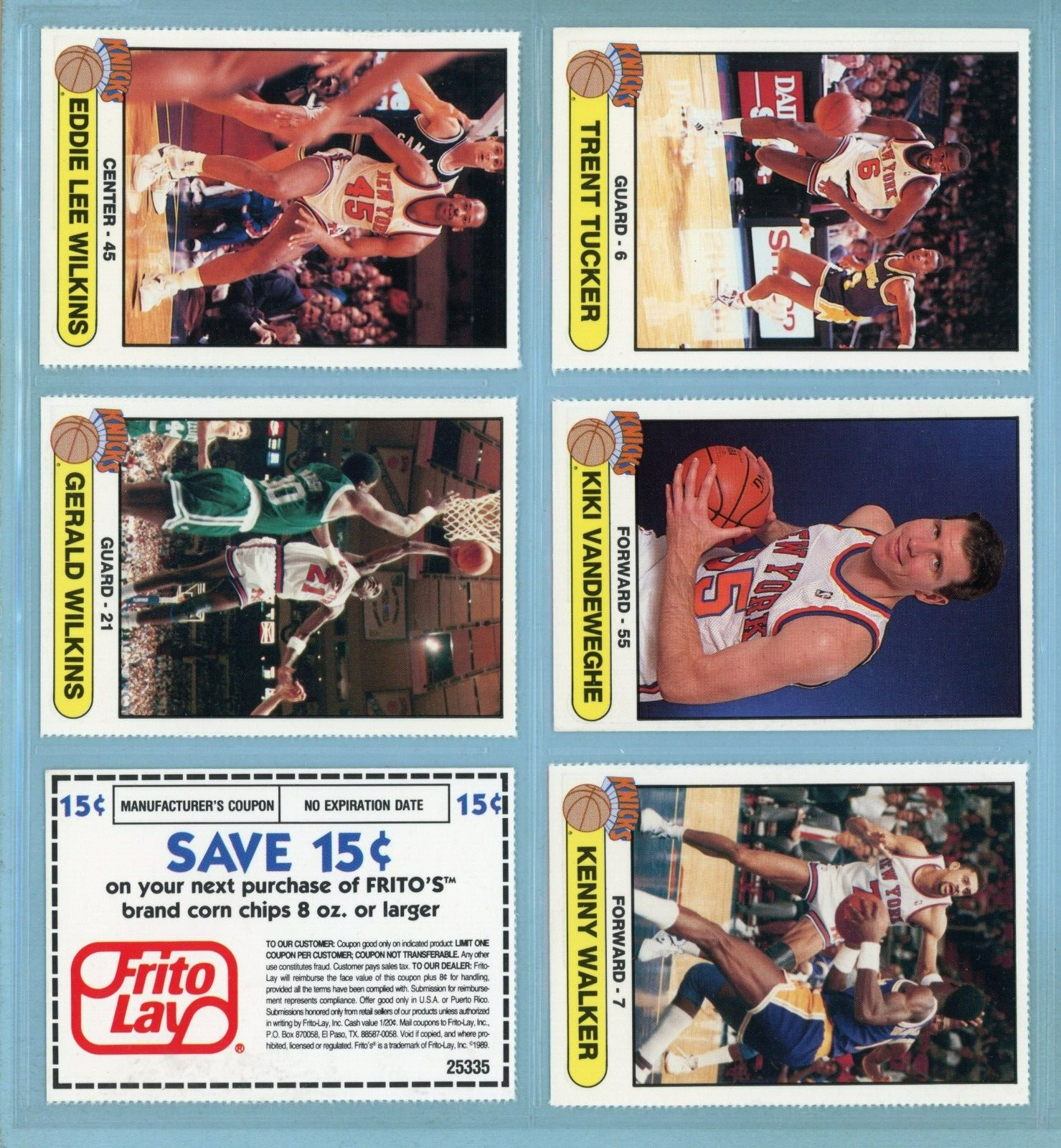 1988-89 Frito Lay New York Knicks Set of 15 Basketball Cards Mixed Grades