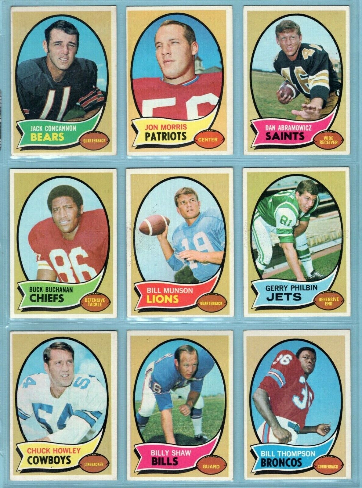 1970 Topps Starter Set Lot of 81 Different Football Cards EX