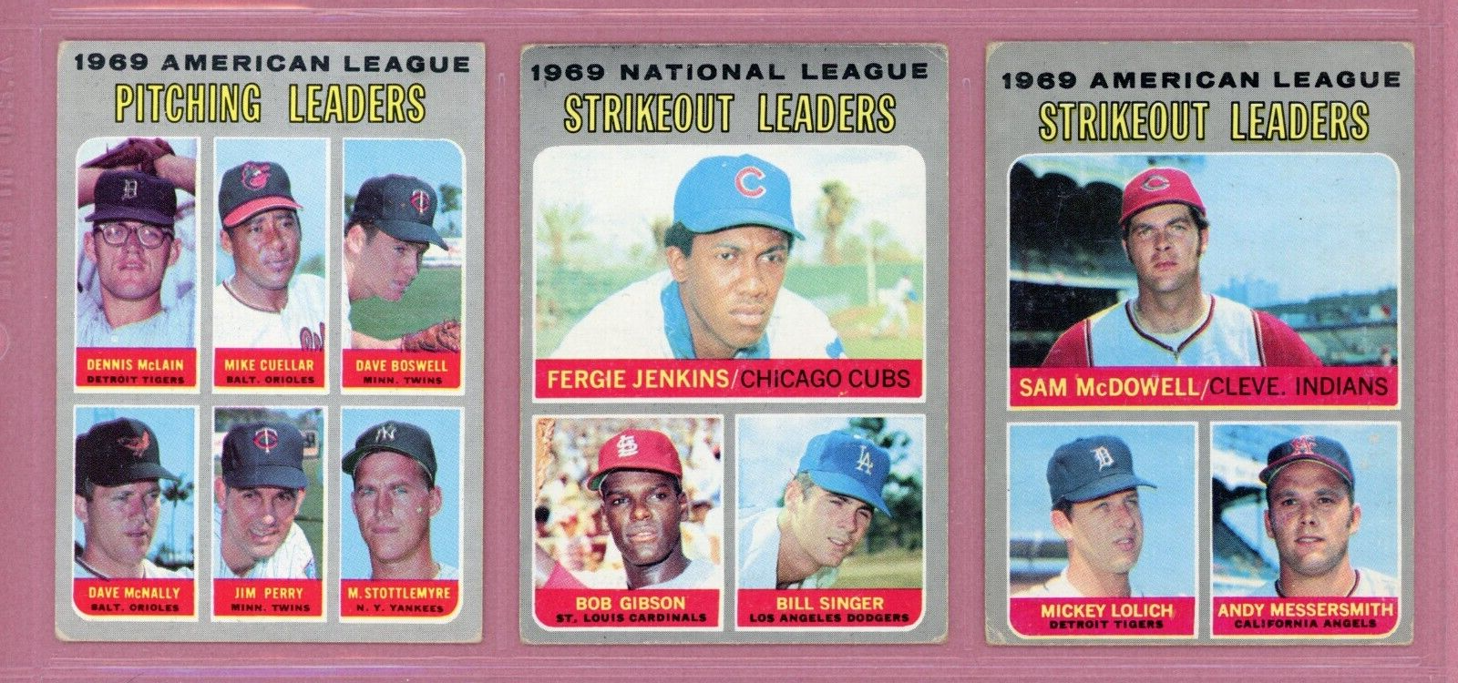 1970 Topps Complete Set of 12 1969 League Leader Baseball Cards VG - VG+